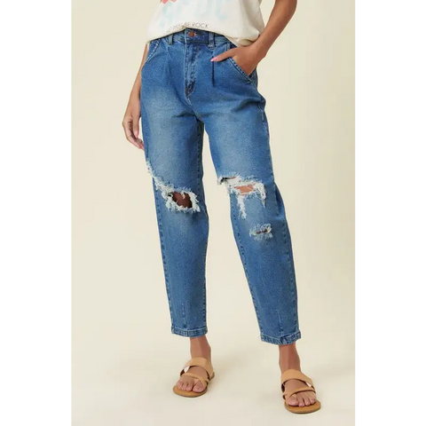 High Rise Distressed Slouchy Jeans Jeans