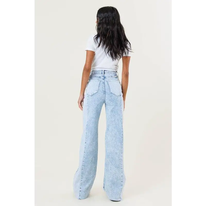 HIGH RISED COLOR BLOCK WIDE LEG Jeans
