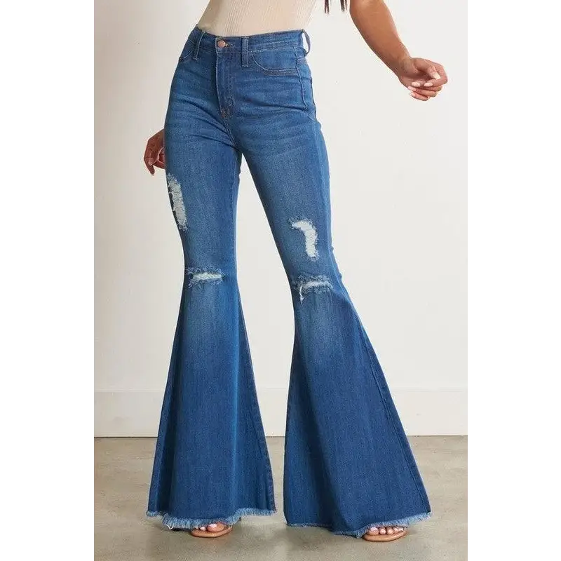HIGH WAISTED DISTRESSED FLARE Jeans