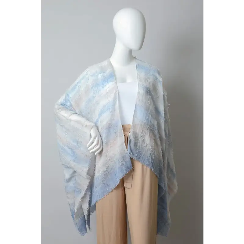 Horizontal Dip Dye Kimono Blue/Rose One Size