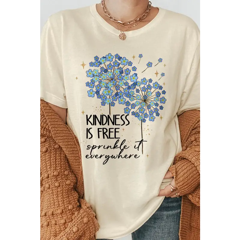 Kindness is Free Dandelion Graphic Tee Natural Graphic Tee