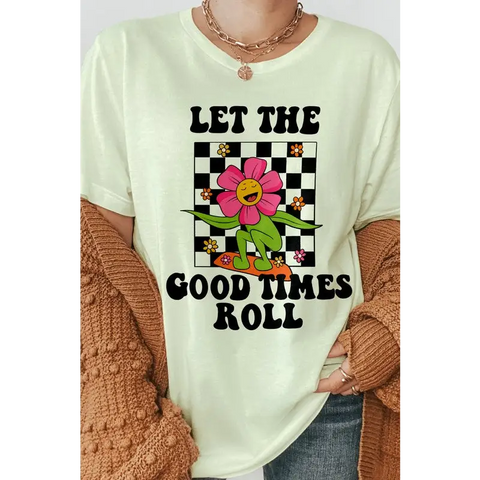 Let the Good Times Roll, Daisy Retro Graphic Tee Citron Graphic Tee