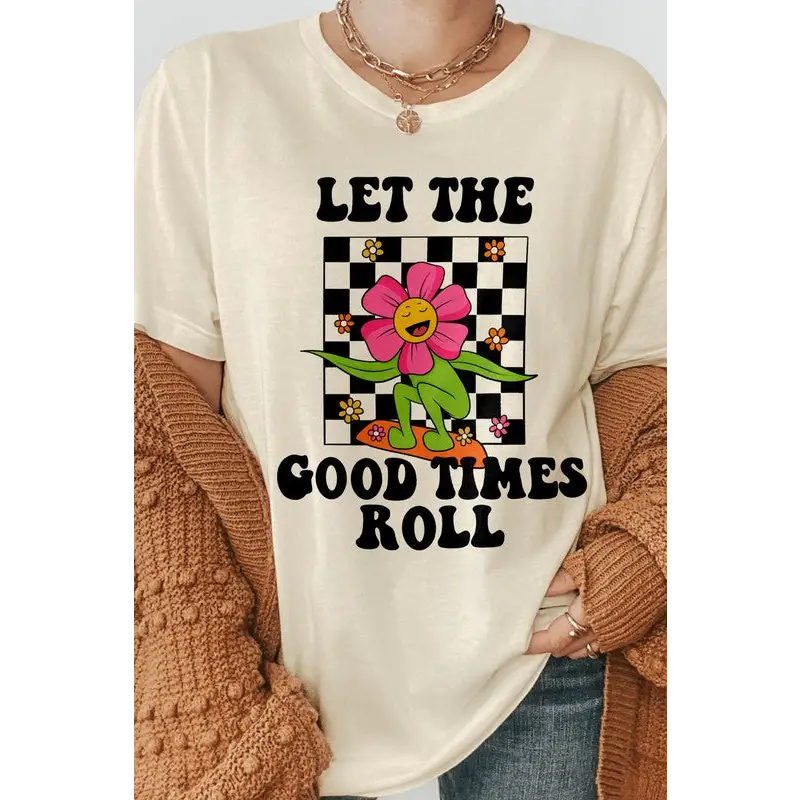 Let the Good Times Roll, Daisy Retro Graphic Tee Natural Graphic Tee