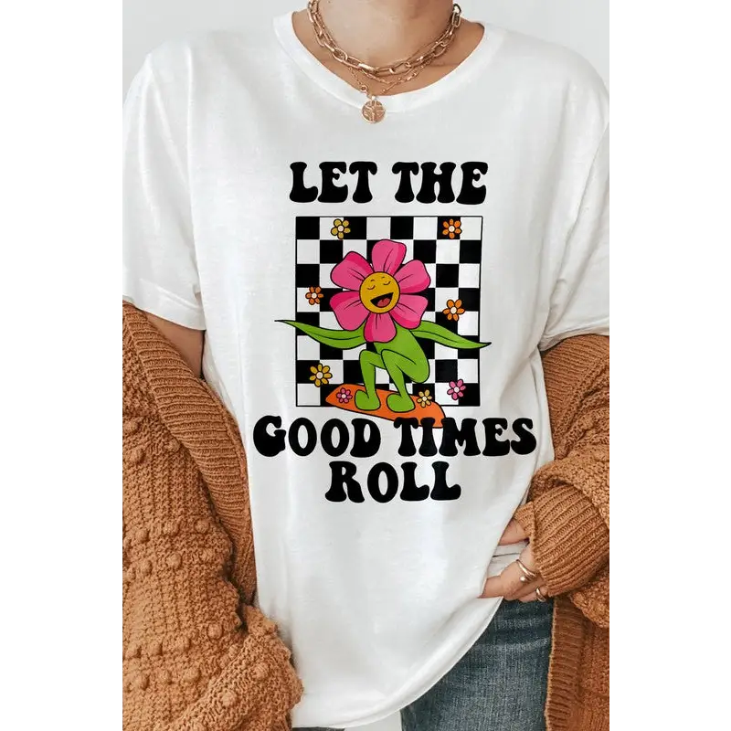 Let the Good Times Roll, Daisy Retro Graphic Tee White Graphic Tee