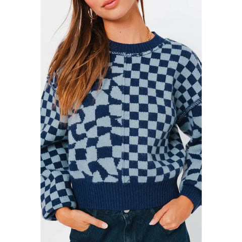 Long Sleeve Checkered Sweater Sweater