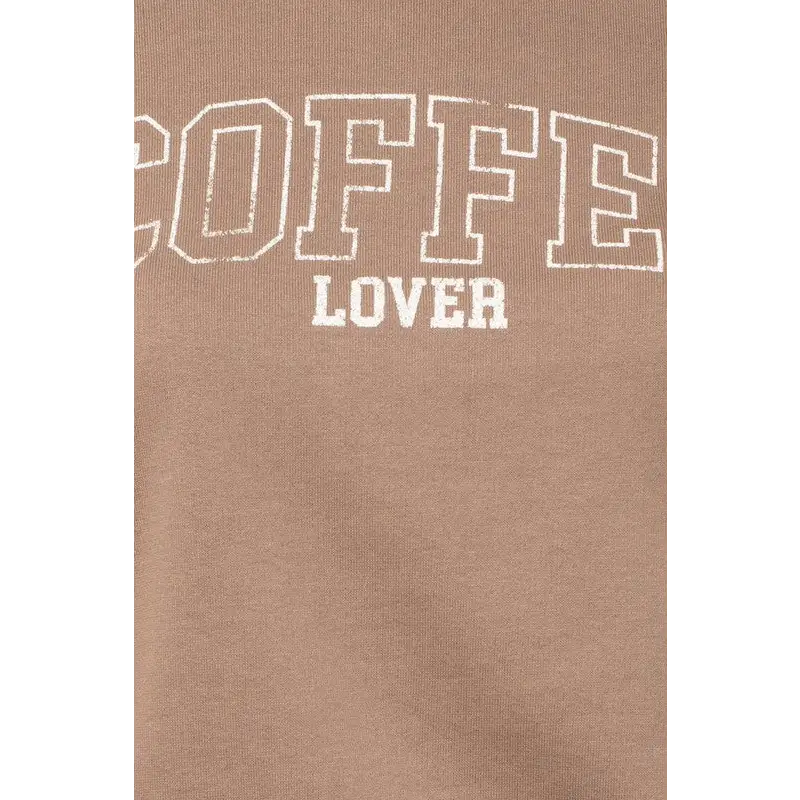 Long sleeve Coffee Lover Graphic Print Top Top