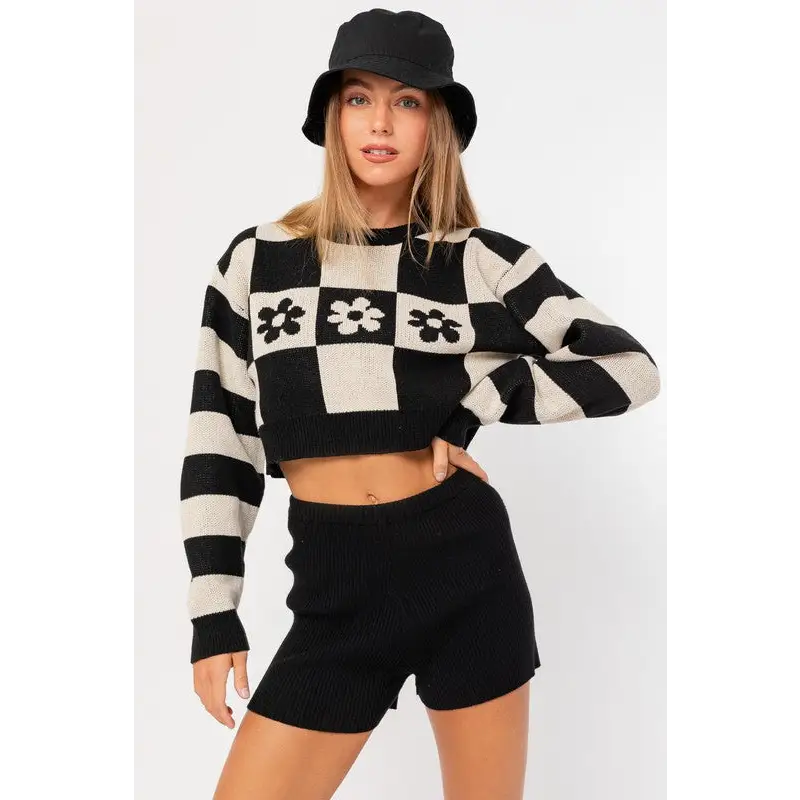 LONG SLEEVE CROP SWEATER Sweater