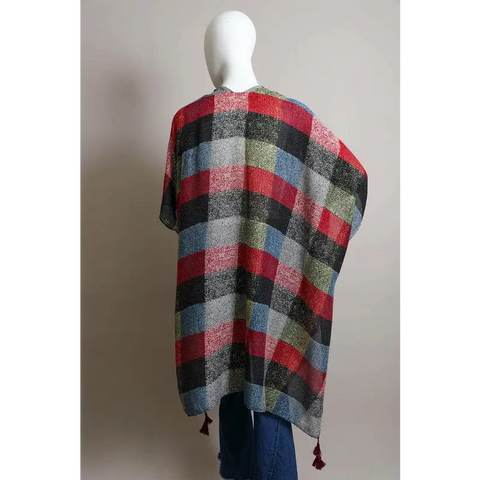 Multi Buffalo Checkered Kimono Kimono Cardigan