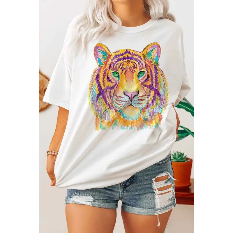 MULTI TIGER GRAPHIC PLUS SIZE TEE / T SHIRT Graphic Tee