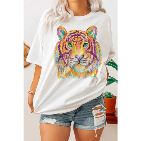 MULTI TIGER GRAPHIC PLUS SIZE TEE / T SHIRT Graphic Tee