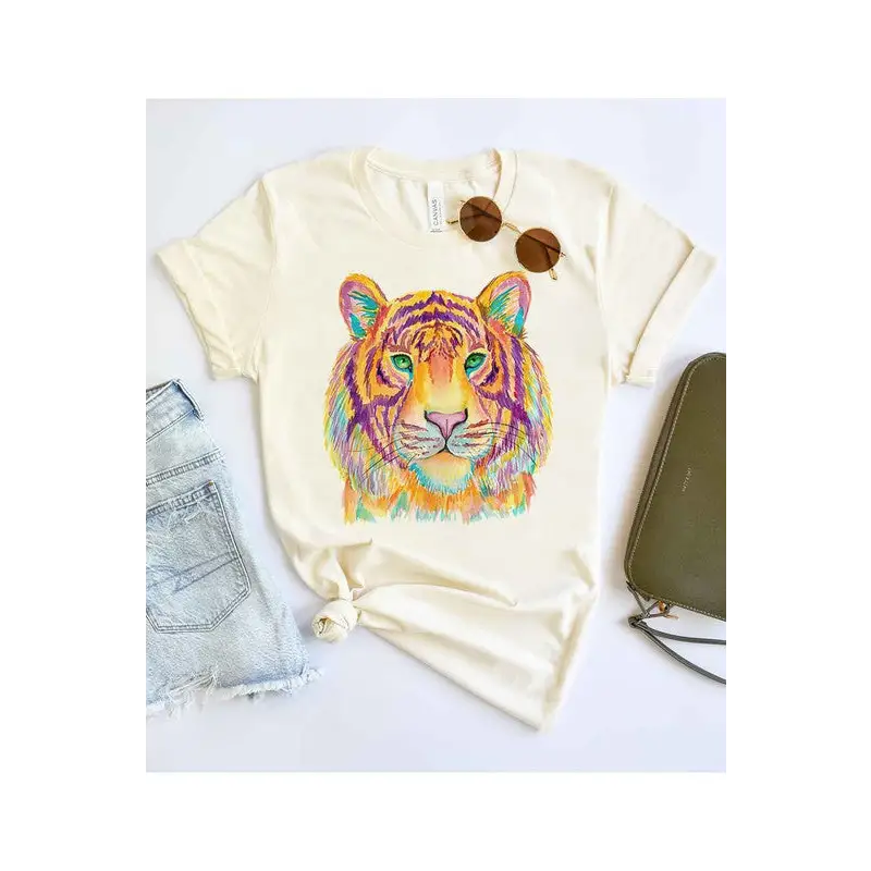 MULTI TIGER GRAPHIC PLUS SIZE TEE / T SHIRT IVORY/NATURAL Graphic Tee