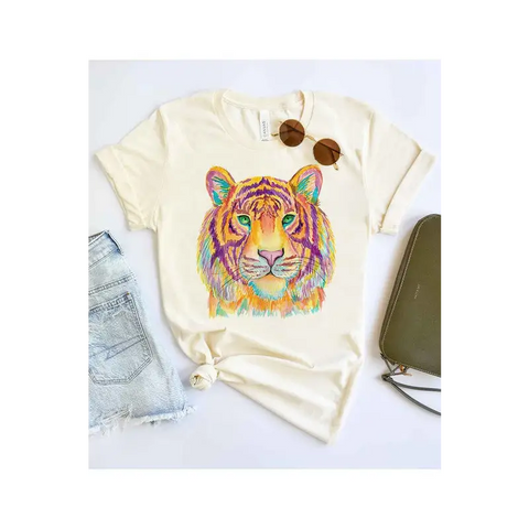 MULTI TIGER GRAPHIC PLUS SIZE TEE / T SHIRT IVORY/NATURAL Graphic Tee