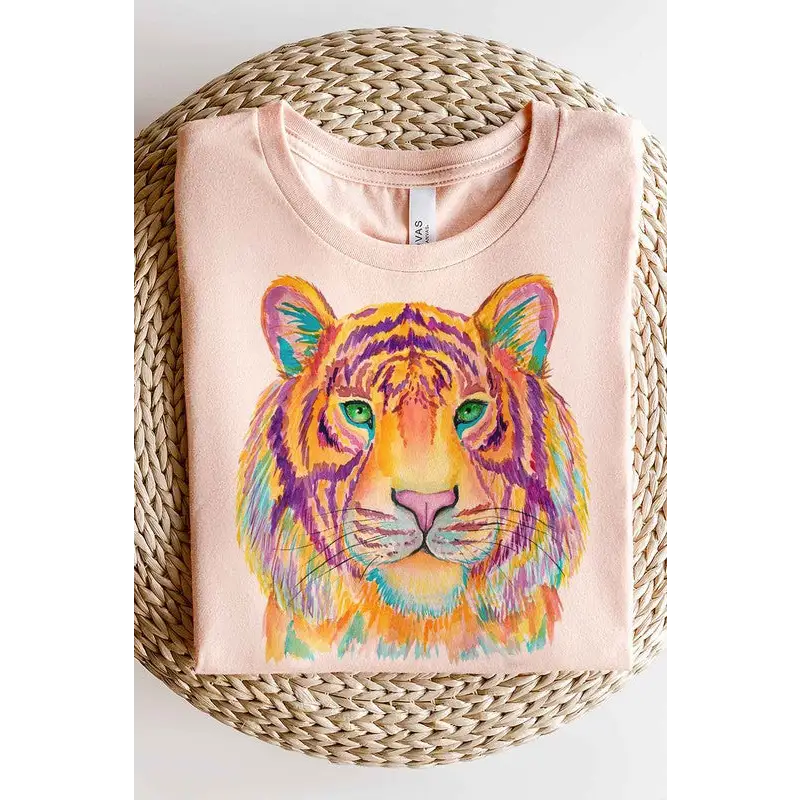 MULTI TIGER GRAPHIC PLUS SIZE TEE / T SHIRT PEACH Graphic Tee