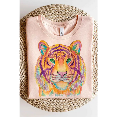 MULTI TIGER GRAPHIC PLUS SIZE TEE / T SHIRT PEACH Graphic Tee