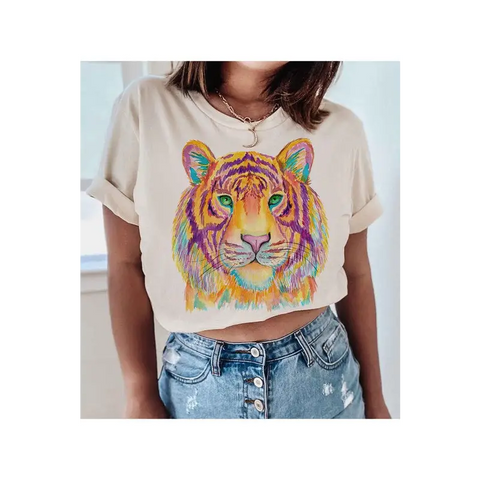 MULTI TIGER GRAPHIC PLUS SIZE TEE / T SHIRT SAND Graphic Tee
