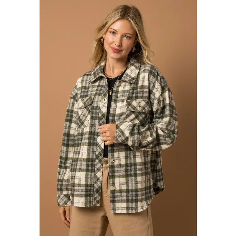 Oversize Plaid Shacket Jacket