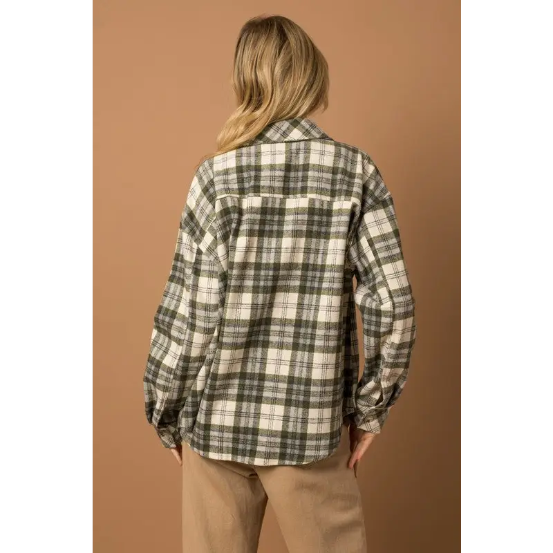 Oversize Plaid Shacket Jacket