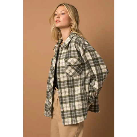 Oversize Plaid Shacket Jacket