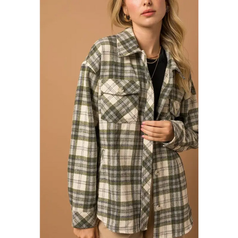 Oversize Plaid Shacket Jacket