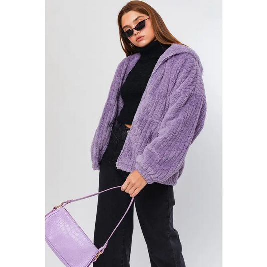 Oversized Fleece Hoodie Jacket DUSTY LAVENDER Jacket