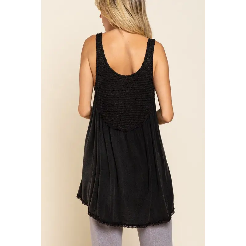 Perfect Flowy Fit Thermal Knit Paneled Tank Top Top