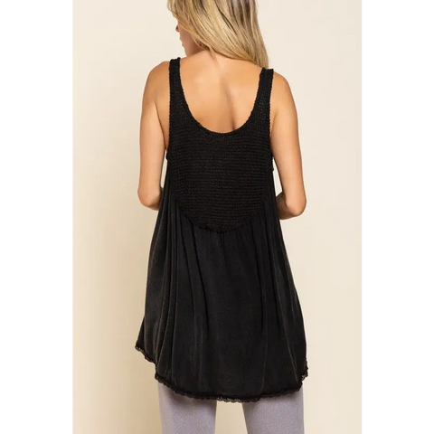 Perfect Flowy Fit Thermal Knit Paneled Tank Top Top