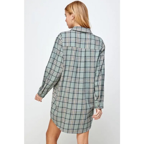 PLAID SHIRT DRESS Dress