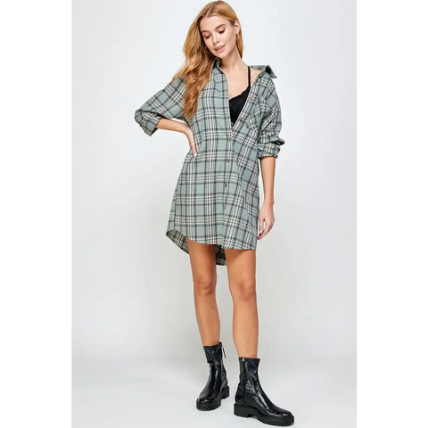 PLAID SHIRT DRESS Dress