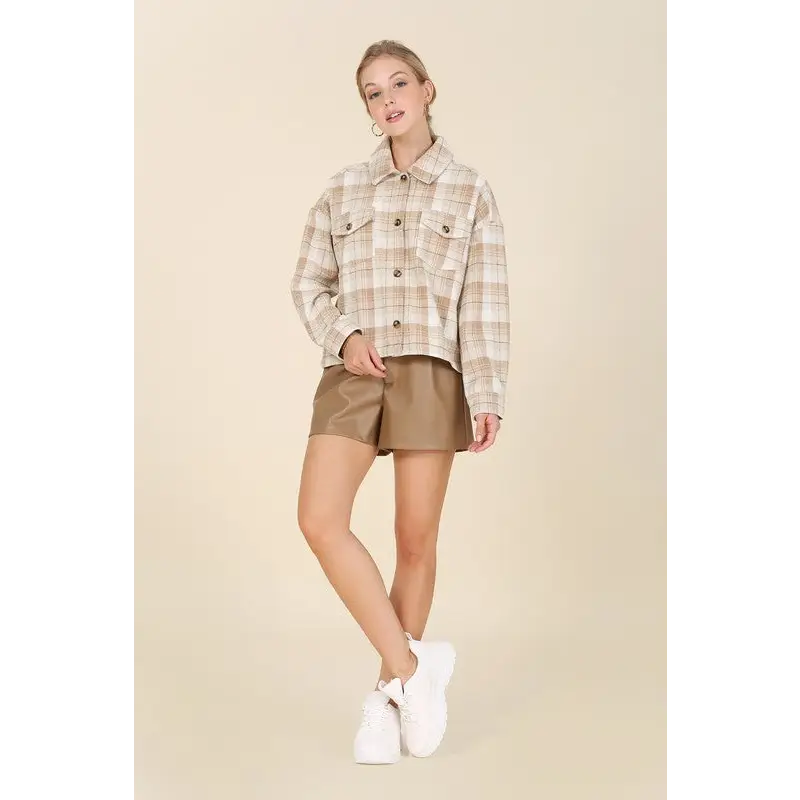 Plaid short shacket with pockets Shirt
