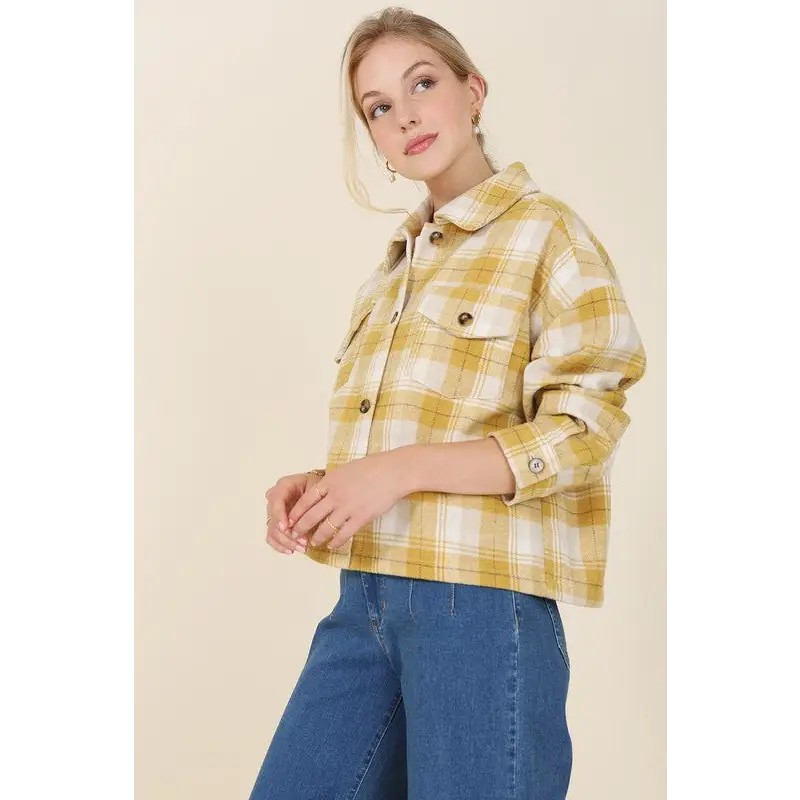 Plaid short shacket with pockets Shirt