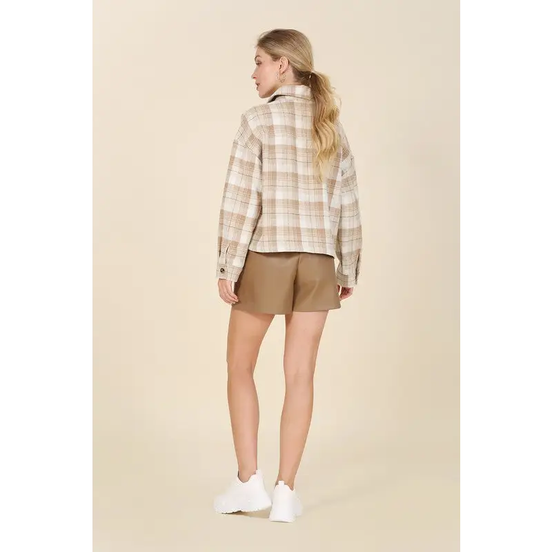 Plaid short shacket with pockets Shirt