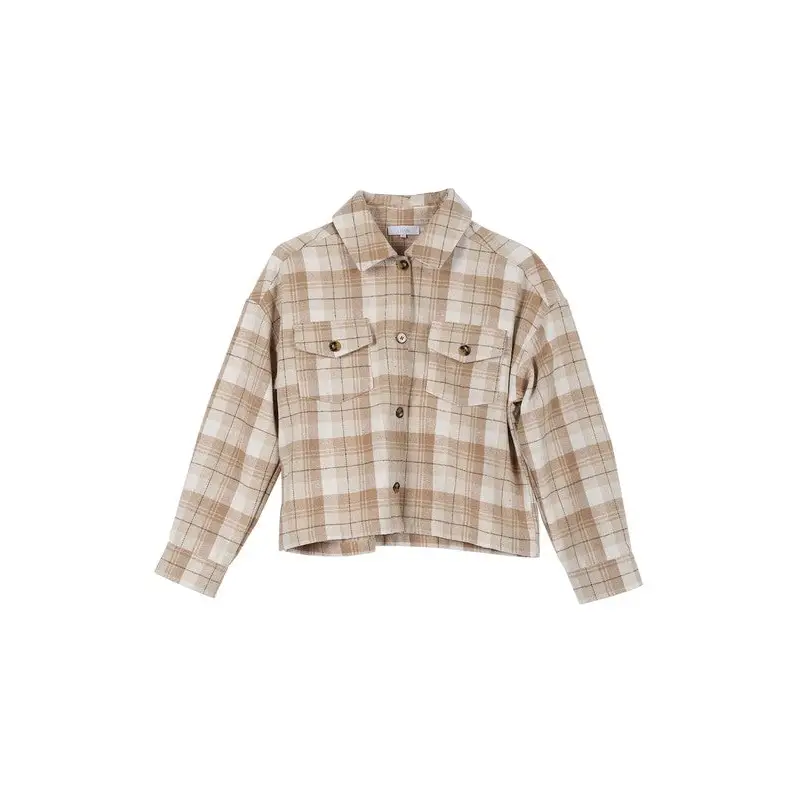 Plaid short shacket with pockets Shirt