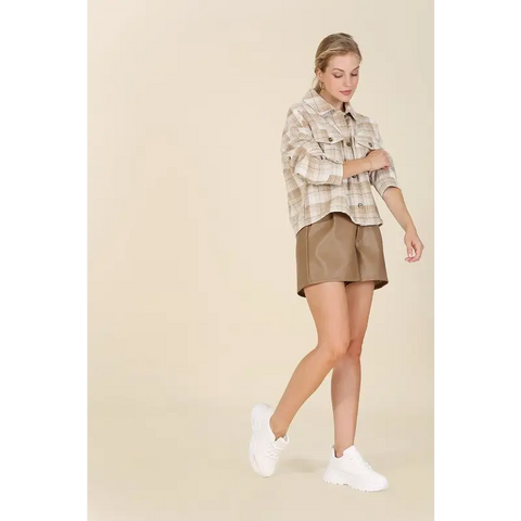 Plaid short shacket with pockets Shirt