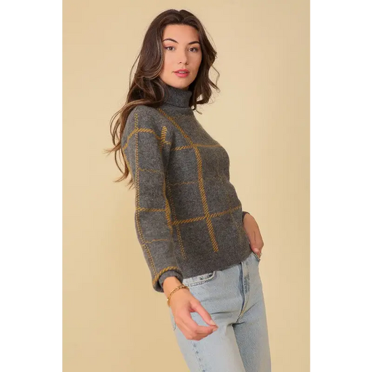 Plaid Turtleneck Sweater Sweater