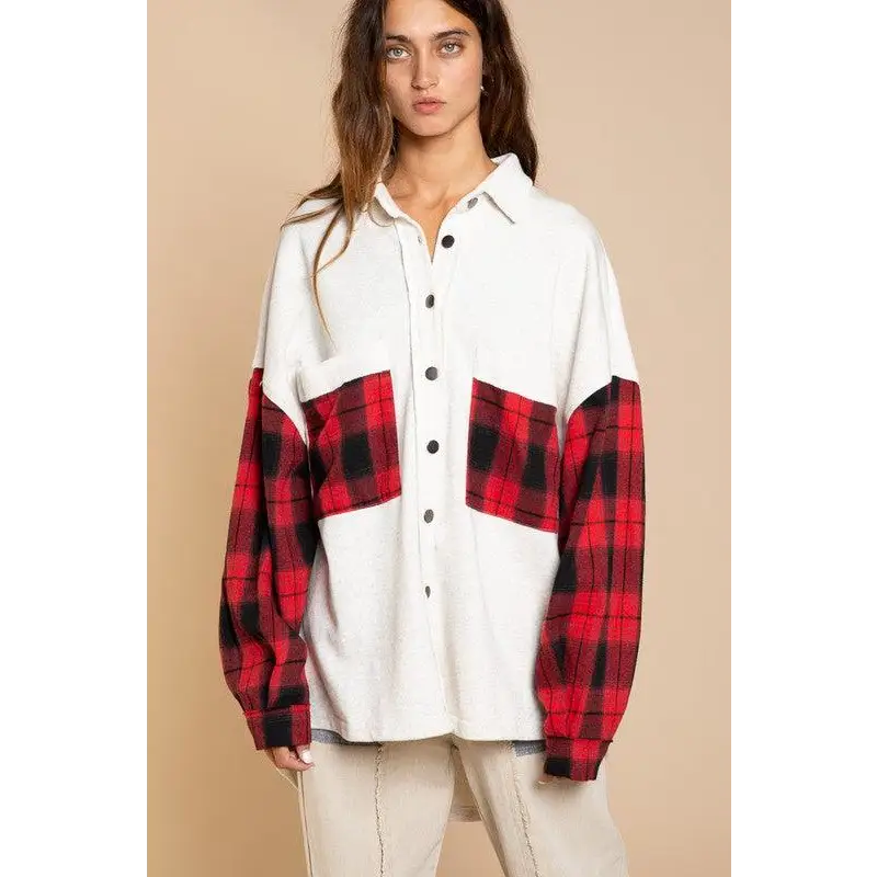 Relaxed Fit Plaid Detail Jacket Jacket