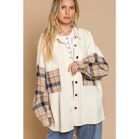 Relaxed Fit Plaid Detail Jacket Jacket