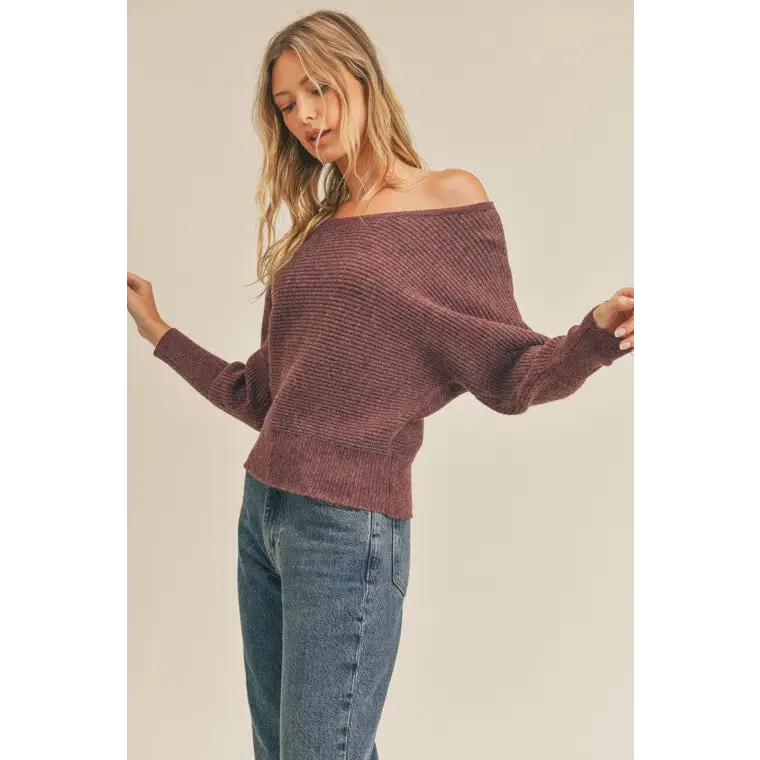 Ribbed Knit Dolman Sleeve Sweater Sweater