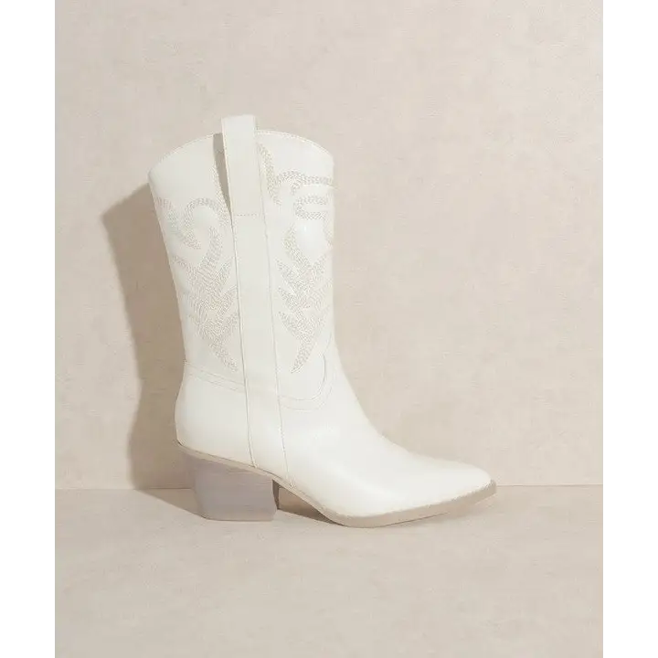 SEPHIRA Oasis Society Embroidered Short Boot WHITE boots