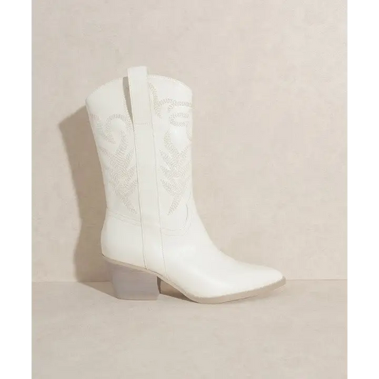 SEPHIRA Oasis Society Embroidered Short Boot WHITE boots