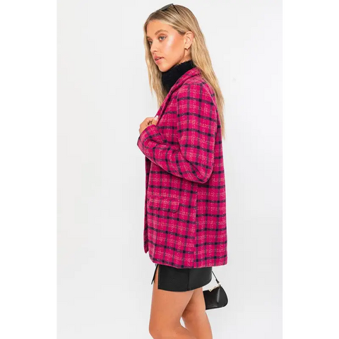 Single Button Plaid Blazer Blazer