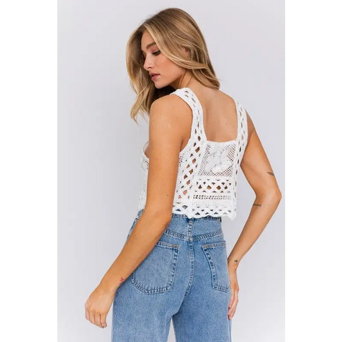 SLEEVELESS CROCHET TOP Tops