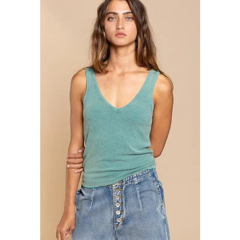 Sleeveless Relaxed Fit Tank Top TEAL Top