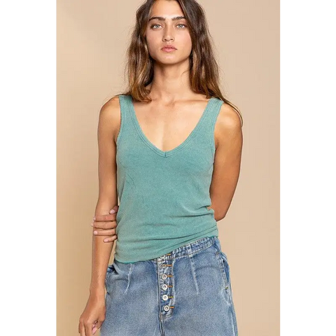 Sleeveless Relaxed Fit Tank Top TEAL Top