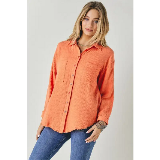 SOLID BUTTON DOWN LONG SLEEVE SHIRT Shirt