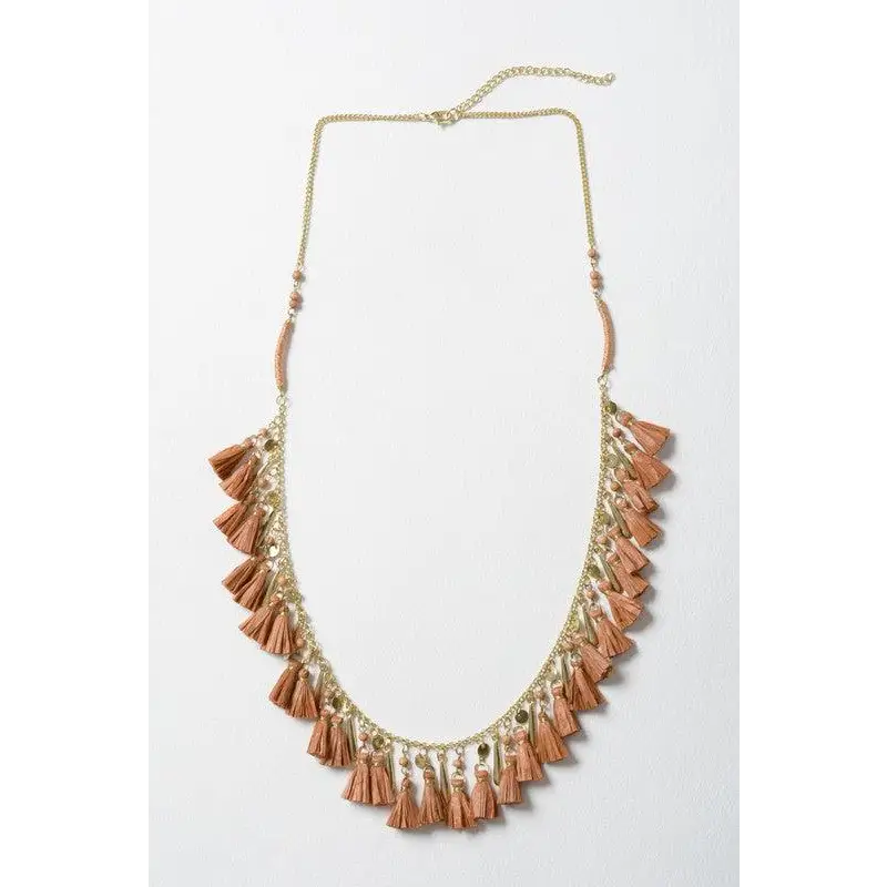 Solid Tassel Chain Fashion Necklace Clay As Shown Necklace