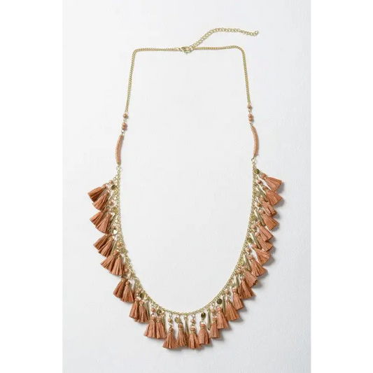 Solid Tassel Chain Fashion Necklace Clay As Shown Necklace