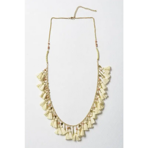 Solid Tassel Chain Fashion Necklace Ivory As Shown Necklace