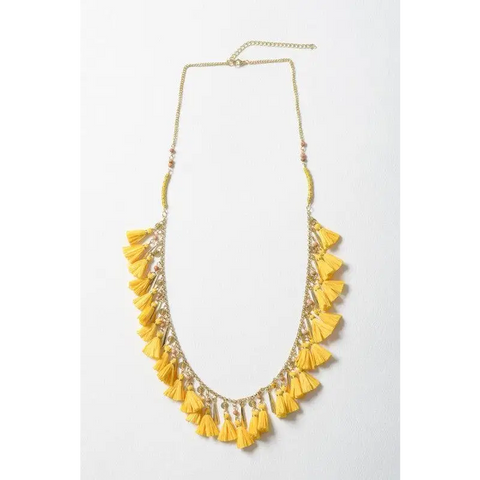 Solid Tassel Chain Fashion Necklace Yellow As Shown Necklace