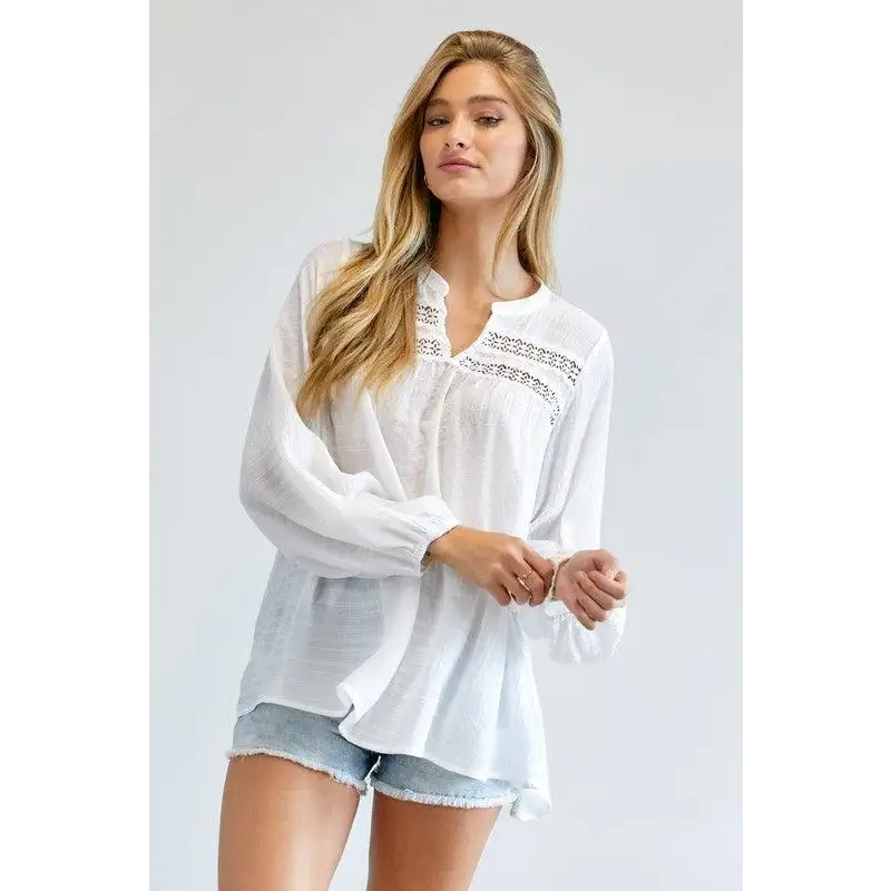 SOLID V NECK BLOUSE TOP Tops