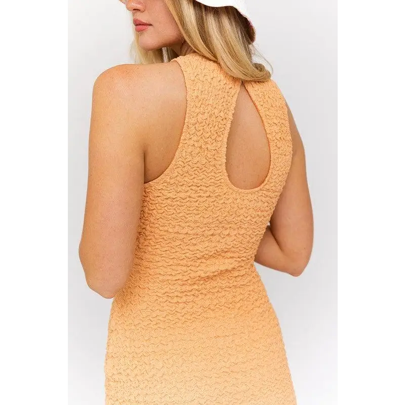 TEXTURED FABRIC LASER DRESS Dress
